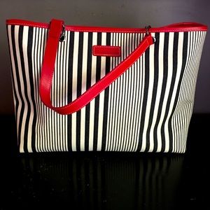 Longchamp Never Used canvas black striped tote